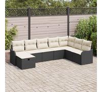 vidaXL Set di divani con cuscino 8 pcs Nero e Crema polyrattan