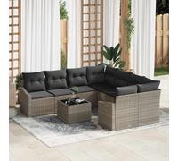 vidaXL Set di divani con cuscino 9 pcs Grigio chiaro polyrattan