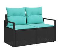 vidaXL Set di divani con cuscino 9 pcs Nero e Turchese polyrattan, Set divano modulare per giardino e terrazza, rattan resistente, leggero, sole e intemperie, relax all'aperto