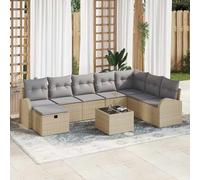 vidaXL Set di divani con cuscino beige e grigio chiaro polyrattan