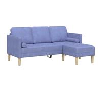 vidaXL Set di divani con cuscino Blu jeans Poliestere | Può ospitare facilmente tre persone, Telaio robusto con materiali solidi, Aspetto moderno che si adatta a qualsiasi soggiorno