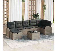vidaXL Set di divani con cuscino con archiviazione Grigio polyrattan