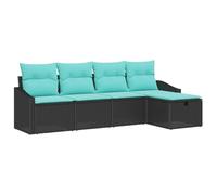 vidaXL Set di divani con cuscino con archiviazione Nero polyrattan, Mobili moderni per giardino e terrazzo, divano lounge outdoor, comodo, resistente e con spazio per riporre