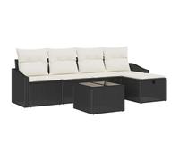 vidaXL Set da Giardino in 6 Pezzi con Cuscini in Rattan Sintetico Nero, Mobili Modulari per Esterni, Seduta per Patio, Ristorazione, Terrazza, Tessuto Intrecciato Resistente alle Intemperie per Le R