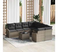 vidaXL Set di divani con cuscino con cuscino 9 pcs Grigio polyrattan