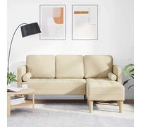 vidaXL Divano L-Shaped a 3 Posti Crema 160 cm in Tessuto