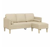 vidaXL Divano L-Shaped a 3 Posti Crema 160 cm in Tessuto