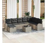 vidaXL Set di divani con cuscino Grigio chiaro polyrattan