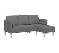 vidaXL Divano Angolare a Forma di L Tessuto Grigio Scuro per 3 Persone per Soggiorno Struttura Robusta in Legno di Faggio con Cuscini Rimovibili Soluzione di Seduta da Interno Design Moderno Divano El