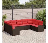 vidaXL Set di divani con cuscino Marrone Rattan in Polipropilene, Giardino e terrazza, divano moderno per esterni, set lounge resistente e leggero, sezionale anti-UV