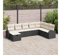 vidaXL Set di divani con cuscino Nero e crema polyrattan