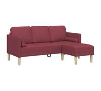 Divano L-Shaped a 3 posti Wine Red 160 cm in Tessuto