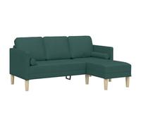 vidaXL Set di divani con cuscino Verde Scuro Poliestere | Setup a forma di L che sfrutta bene lo spazio in angolo, Costruito con una solida struttura in legno di faggio,