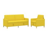 vidaXL Set di Divani con Storage 2 PCS Giallo Chiaro Poliestere, Divano Moderno e Comodo, Set per Interni, con Spazio, Cuscini in Schiuma, coperture Removibili, Stile Minimal