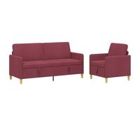 vidaXL Set di Divani con Storage 2 pcs Rosso Vino Poliestere, Divano moderno e comodo, set per interni, con spazio, cuscini in schiuma, coperture removibili, stile minimal