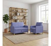 vidaXL Set di Divani con Storage 2 pz Blu jeans Poliestere