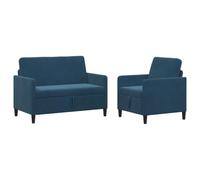 vidaXL Set di Divani con Storage 2 pz Blu Poliestere