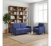 vidaXL Set di Divani con Storage 2 pz Blu Polizia Poliestere