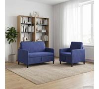 vidaXL Set di Divani con Storage 2 pz Blu Polizia Poliestere