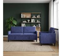 vidaXL Set di Divani con Storage 2 pz Blu Polizia Poliestere