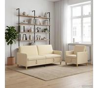 vidaXL Set di Divani con Storage 2 pcs Crema Poliestere, Divano moderno e comodo, set per interni, con spazio, cuscini in schiuma, coperture removibili, stile minimal