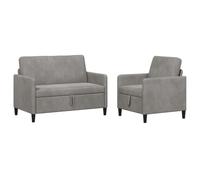 vidaXL Set di Divani con Storage 2 pz Grigio Chiaro Poliestere