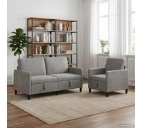 vidaXL Set di Divani con Storage 2 pz Grigio Chiaro Poliestere
