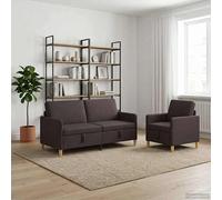 vidaXL Bankenset met opbergruimte 2 st Donkerbruin Polyester