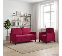 vidaXL Set di Divani con Storage 2 pz Rosso Vino Poliestere