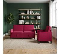 vidaXL Set di Divani con Storage 2 pz Rosso Vino Poliestere