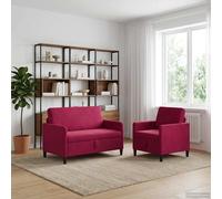 vidaXL Set di Divani con Storage 2 pz Rosso Vino Poliestere