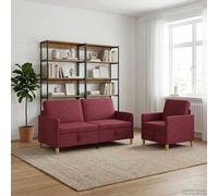 vidaXL Set di Divani con Storage 2 pcs Rosso Vino Poliestere, Divano moderno e comodo, set per interni, con spazio, cuscini in schiuma, coperture removibili, stile minimal