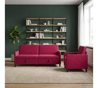 vidaXL Set di Divani con Storage 2 pz Rosso Vino Poliestere