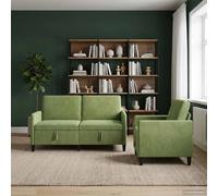 vidaXL Set di Divani con Storage 2 pz Verde chiaro Poliestere