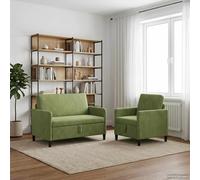 vidaXL Set di Divani con Storage 2 pz Verde chiaro Poliestere
