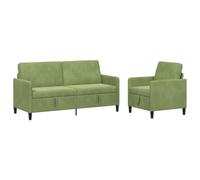 vidaXL Set di Divani con Storage 2 pz Verde chiaro Poliestere