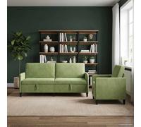 vidaXL Set di Divani con Storage 2 pz Verde chiaro Poliestere