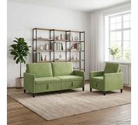 vidaXL Set di Divani con Storage 2 pz Verde chiaro Poliestere