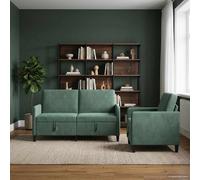 vidaXL Set di Divani con Storage 2 pz Verde Mare Poliestere