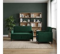 vidaXL Set di Divani con Storage 2 pz Verde Scuro Poliestere