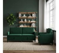 vidaXL Set di Divani con Storage 2 pz Verde Scuro Poliestere