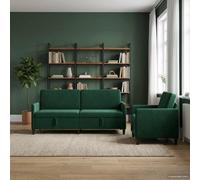 vidaXL Set di Divani con Storage 2 pz Verde Scuro Poliestere