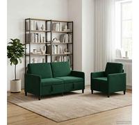 vidaXL Set di Divani con Storage 2 pz Verde Scuro Poliestere