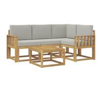 vidaXL Set di divani da esterni, 5 pezzi, bianco e grigio chiaro, 59 x 59 x 37 cm, mobili da giardino, moderno divano angolare per terrazza, mobili robusti per interni ed esterni