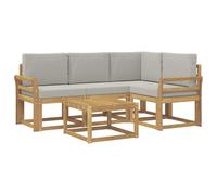 vidaXL Set di divani da esterni, 5 pezzi, bianco e grigio chiaro, 59 x 59 x 37 cm, mobili da giardino, moderno divano angolare per terrazza, mobili robusti per interni ed esterni