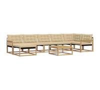 vidaXL Set di divani da esterni, 8 pezzi, beige, divano da giardino durevole e moderno, mobili per rilassarsi, sedie ergonomiche, lounge a prova di intemperie, divano da patio