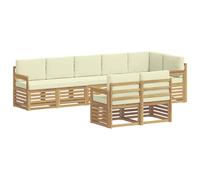 vidaXL Set di divani da esterni, 8 pezzi, bianco e crema, 306 x 128,5 x 73 cm, divano da giardino, moderno, per esterni, accogliente, set da terrazza, design elegante