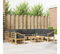 vidaXL Set di divani da esterno 10 pezzi, bianco e antracite, set di divani in acacia, sezionali per esterni moderni, mobili resistenti, lounge da giardino, sedili riconfigurabili