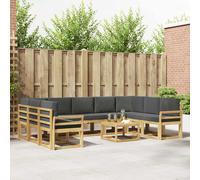vidaXL Set di divani da esterno 10 pezzi, bianco e antracite, set di divani in acacia, sezionali per esterni moderni, mobili resistenti, lounge da giardino, sedili riconfigurabili