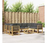vidaXL Set di divani da esterno 10 pezzi, bianco e antracite, set di divani in acacia, sezionali per esterni moderni, mobili resistenti, lounge da giardino, sedili riconfigurabili